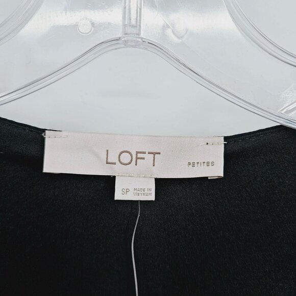 Loft Petites True Wrap Dress SP Black Colorful Floral Petaled Long Sleeve New - Picture 2 of 12